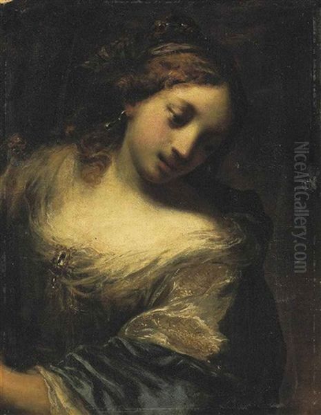 A Lady, In A Blue And White Dress - view 1