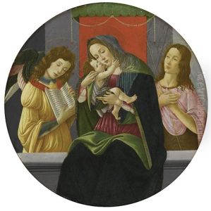 The Madonna And Child Enthroned With Saint John The Baptist And An Angel (collab. W/workshop) by Sandro Botticelli