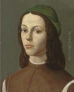 Portrait Of A Youth, Bust-length, Wearing A Green Cap And A Brown Doublet by Sandro Botticelli