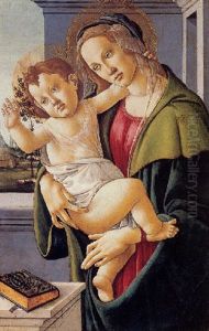 The Madonna And Child, A Landscape Through A Window Beyond by Sandro Botticelli