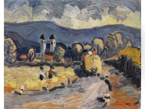 Ins Dorf Heimziehender Heuwagen Mit Erntearbeitern by Walter Boetticher