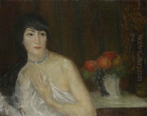 Femme En Buste Au Bouquet - view 1