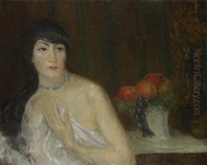Femme En Buste Au Bouquet