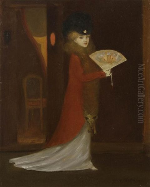 Femme Au Renard Et A L'eventail - view 1