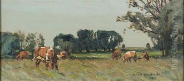 Cattle Grazing In A Meadow - view 1