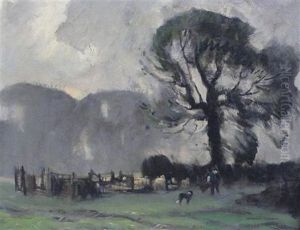 Following Sheep, September Morning by Albert Ernest Bottomley