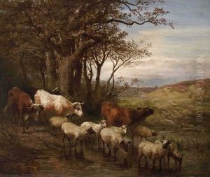Kuhe Und Schafe Am Wasser by John William Bottomley