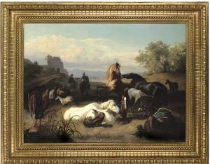 A Herd Of Horses Grazing In The Roman Campagna