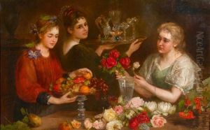 Frauen Mit Blumen Und Obst
