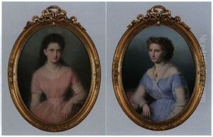 Portrait Eines Madchens Mit Percollier (+ Portrait Einer Jungen Dame Mit Medaillonanhanger, Smaller; Pair) by Anthonie Boubong