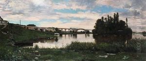 Paysage Au Pont De Chemin De Fer