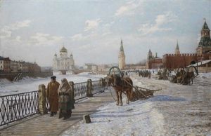 View Of The Moscow Kremlin And The Church Of Christ The Saviour by Paul Louis Bouchard