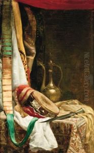 Nature Morte A L'aiguiere Orientale Au Couteau Et Au Tambourin