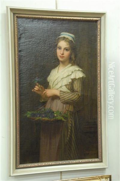 Young Maiden With Basket Of Flowers - view 1
