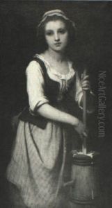 Young Woman With Butter Churn Young Woman With Butter Churn