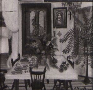 Interior With Dining Table by Simone Mary Bouchard