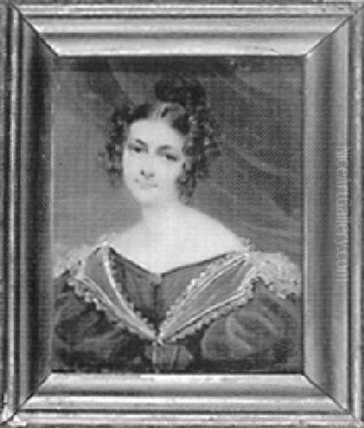 Portrait Of A Lady In Black Dress With Lace Trim - view 1
