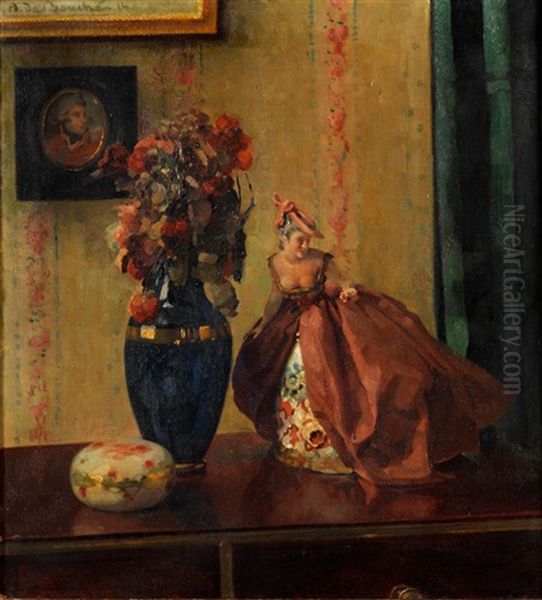 Stilleben Mit Blumenvase Und Damenpuppe - view 1