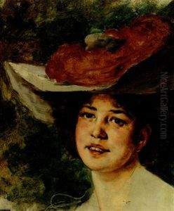 Portrait Einer Jungen Frau Mit Grosem Hut by Arnulf De Bouche