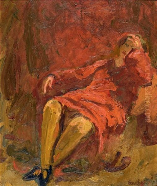 Femme Assise A La Robe Rouge, Portrait Presume D'emilie Charmy, Epouse De L'artiste - view 1