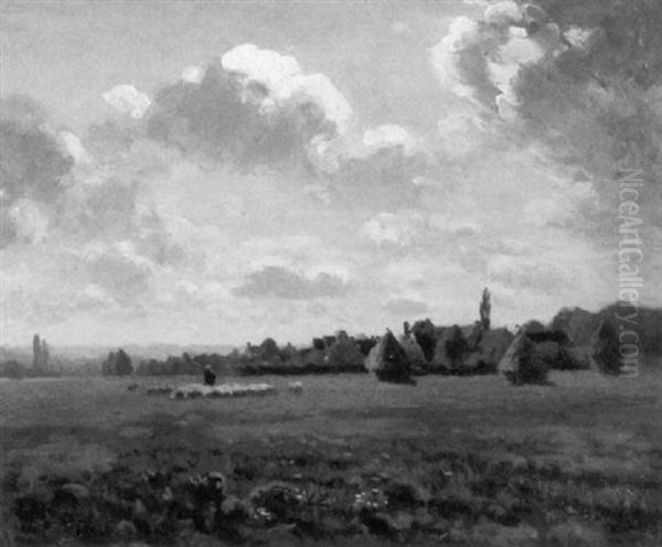 Berger Et Son Troupeau Pres Du Village - view 1