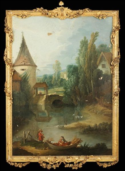 Landscape With A Tower By A River And Figures In The Foreground - view 1