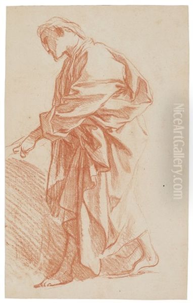 A Study Of A Male Figure In Draped Clothing - view 1