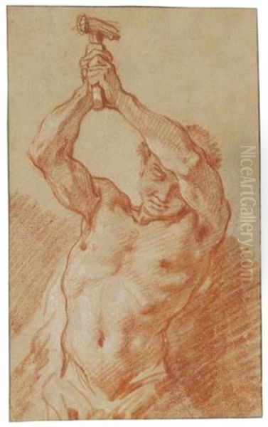 Study Of A Man Raising A Hammer - view 1