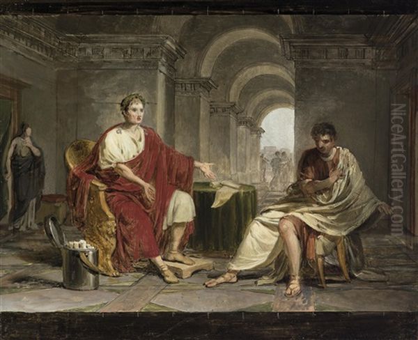 Augustus Und Cornelius Cinna Magnus, Bozetto Zu Dem Gemalde Augusto E Cinna In Versaille, Musee National Du Chateau Et Des Trainons, Paris - view 1