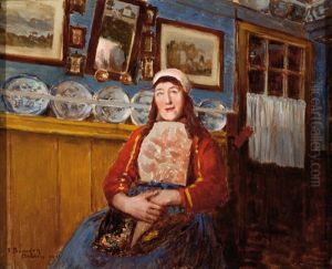 A Woman In The Regional Dress Of Marken by Joseph Felix Bouchor