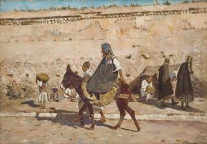 Scene De Rue, Marrakech by Joseph Felix Bouchor