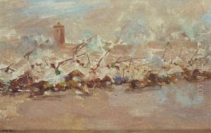 Fantasia Devant Marrakech by Joseph Felix Bouchor