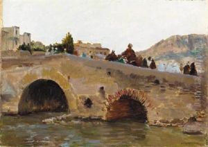 Fes, Beinel Moudoun Bridge by Joseph Felix Bouchor