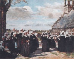 Le Jour Du Pardon En Bretagne. La Procession by Joseph Felix Bouchor