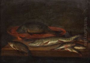 Nature Morte Aux Poissons D'eau Douce Sur Entablement