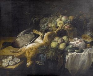Jagdstilleben Mit Hasen Und Fruchten