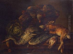 Gibier Et Panier De Legumes Sur Un Entablement by Pieter Van Boucle