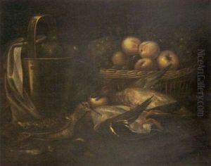 Nature Morte A La Corbeille De Fruits Et Au Gibier by Pieter Van Boucle