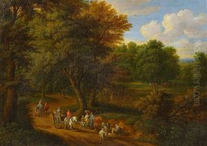 Parklandschaft Mit Pferdekarren by Adriaen Frans Boudewyns the Elder