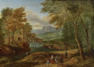Sudliche Flusslandschaft Mit Figurenstaffage