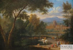 Italienisierende Landschaft Mit Hirten Und Reisenden by Adriaen Frans Boudewyns the Elder