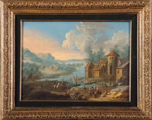 Paysage Lacustre Anime by Adriaen Frans Boudewyns the Elder