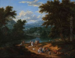 Paysage Mediterraneen Anime De Chevaliers Et De Personnages Retournant Du Marche