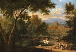 An Italianate Landscape With Travellers And A Rider