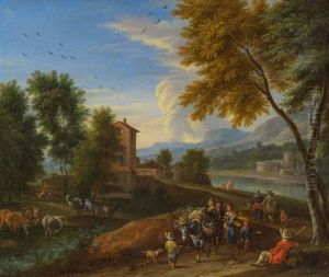 Landschaft Mit Gemusehandler Und Esel