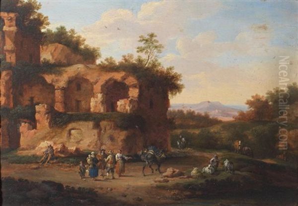 Paysans Sur Le Chemin En Bordure De Ruines - view 1
