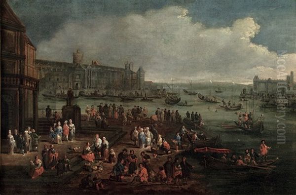 An Italianate Harbour With Numerous Figures - view 1