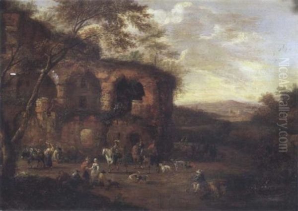 Cavaliers Dans Un Paysage Aux Ruines - view 1