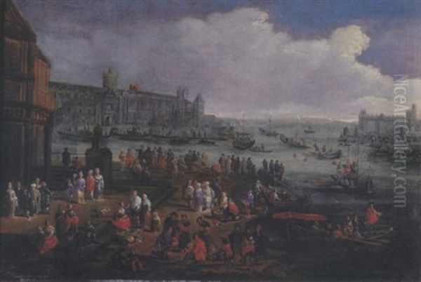 An Italianate Harbour With Elegant Figures - view 1