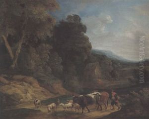 Waldlandschaft Mit Herdenzug by Adriaen Frans Boudewyns the Elder